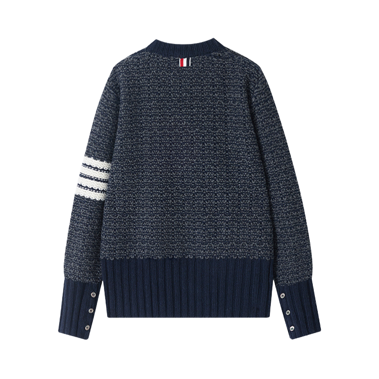 Snowflake Chunky Wool Crewneck Sweater by Thom Browne, knitwear detail view