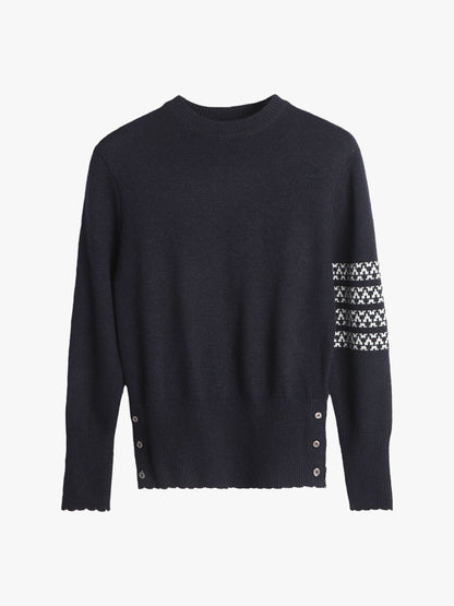 Men's Four-Stripe Crew Neck Knit Sweater THOM TREND