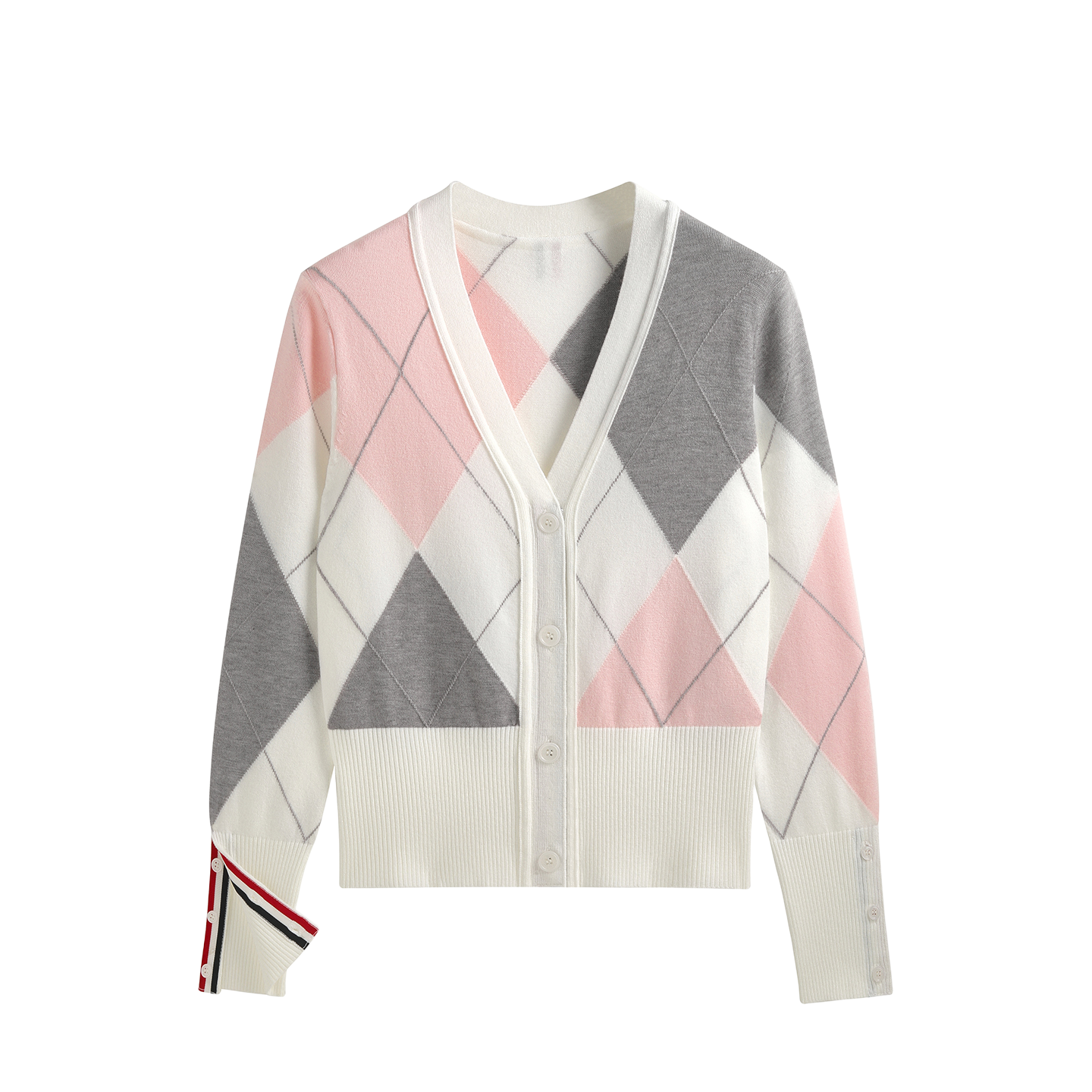 2025SS Diamond-patterned contrast cardigan THOM TREND