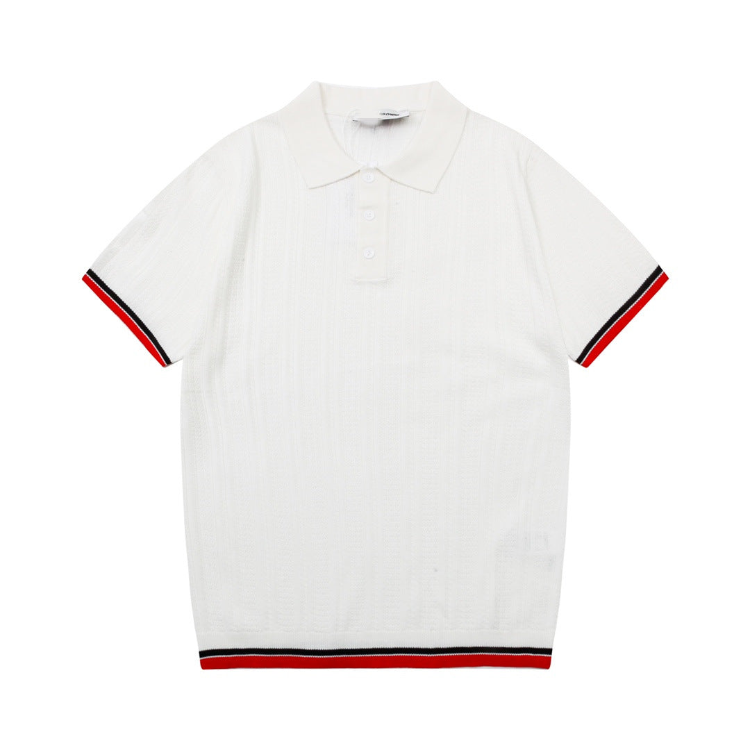 Four-Bar Stripe Knit Polo — THOM TREND THOM TREND