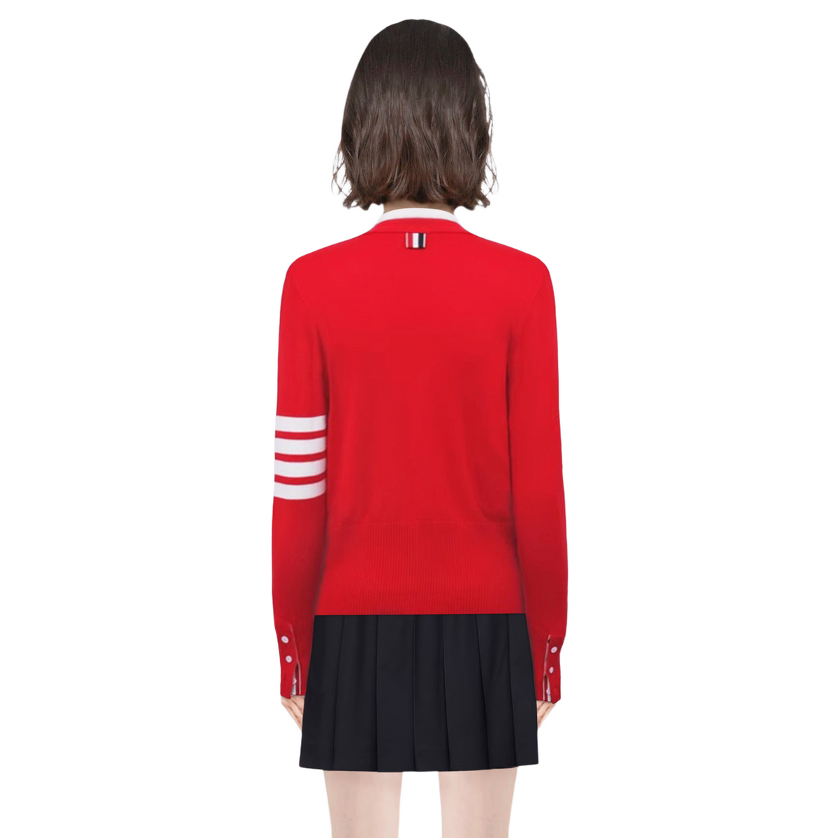sweater jacket by Thom Browne, knitwear detail view