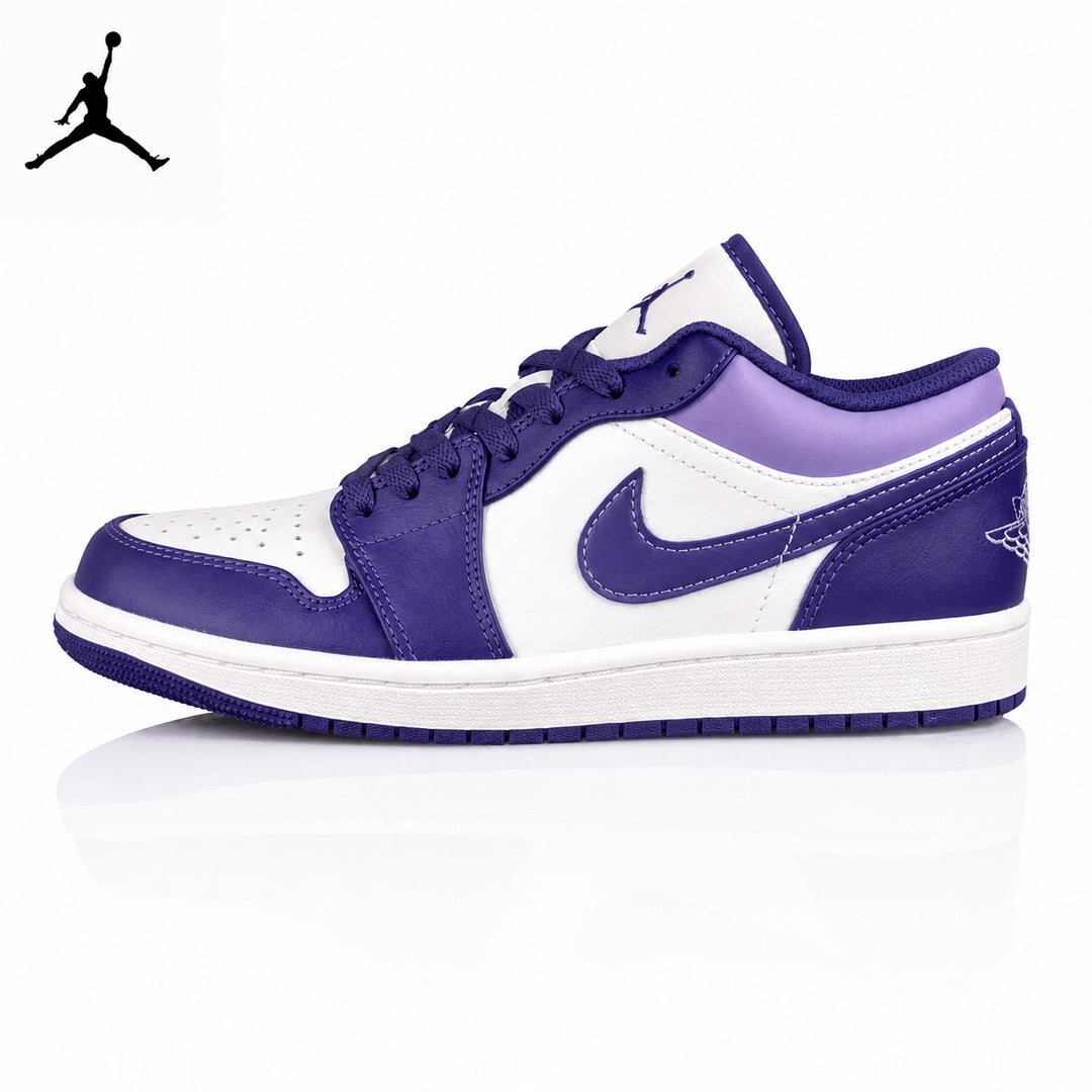 Air Jordan 1 Low White/Purple 553558-515 Unisex Sneakers main product view