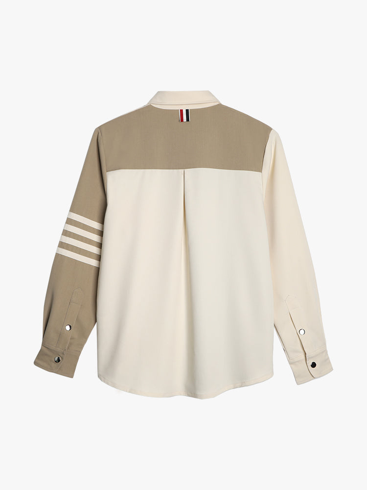 Khaki color-blocked shirt THOM TREND