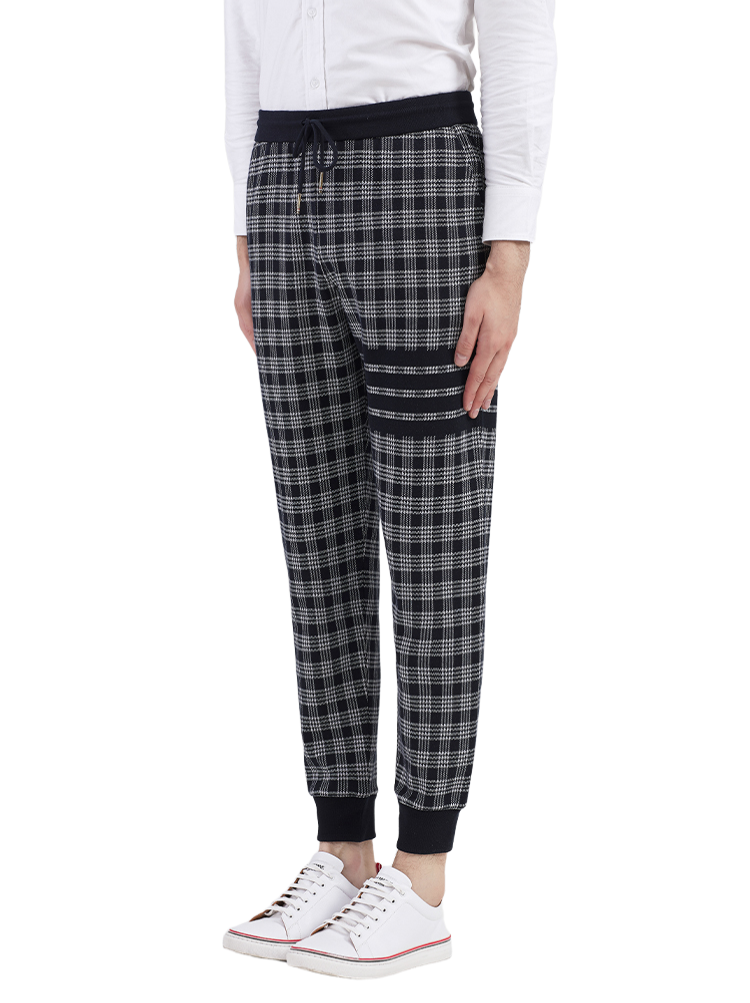 Thom Browne Style Unisex Casual Sweatpants with Signature Four-Bar Detail - Image 3