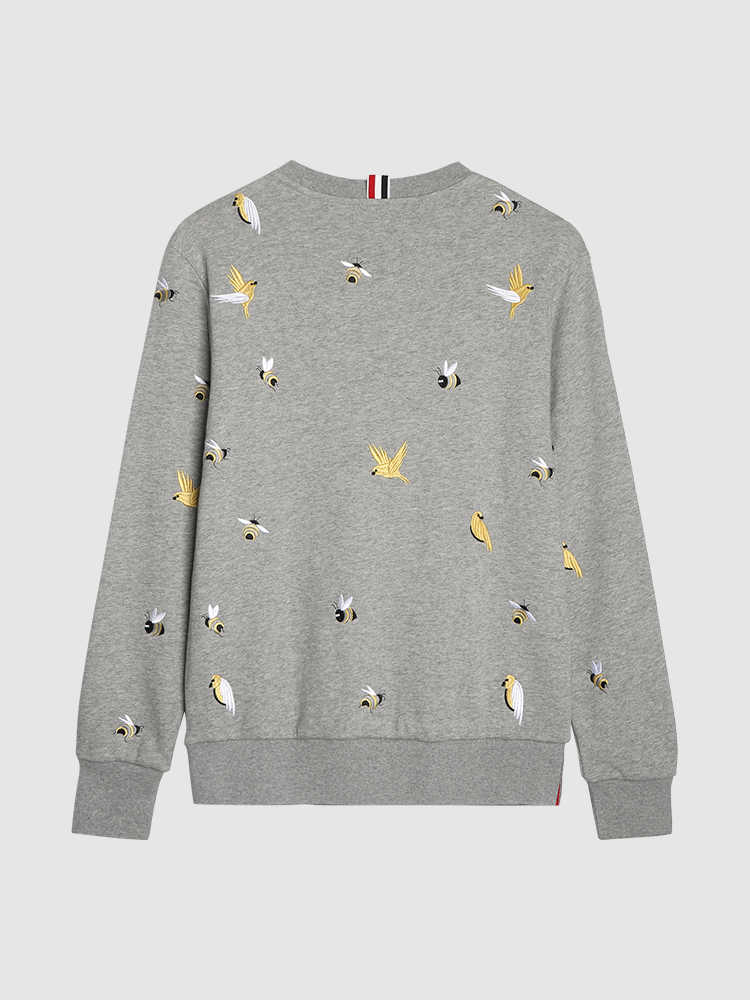 Premium 100% Cotton Embroidered Zip - Up Hoodie - Full - Zip Hooded Sweatshirt by Thom Browne, garment detail view