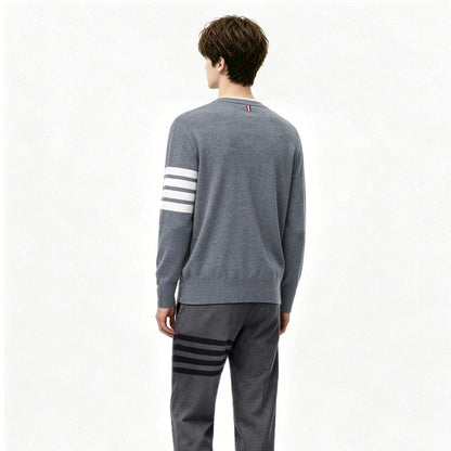 Wool Four-Bar Stripe Knit Cardigan THOM TREND
