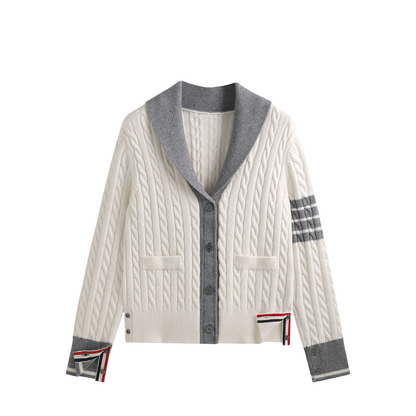 2025SS Lapel Cable Cardigan Sweater THOM TREND