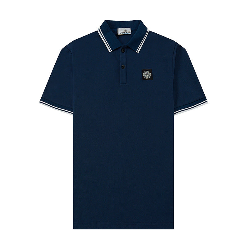 Stone Island Compass Badge Contrast Trim Polo Shirt - Gray product detail view