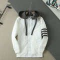 Thom Browne Unisex Detachable-Hood Jacket with Four-Bar Stripes