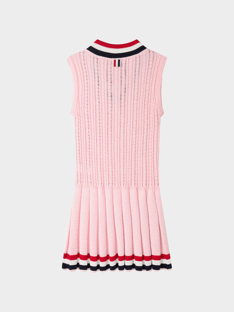 Striped V-Neck Sleeveless Knit Dress THOM TREND