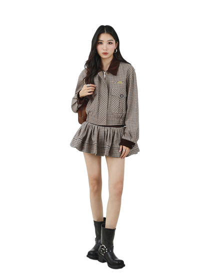 plaid patchwork jacket + skirt THOM TREND