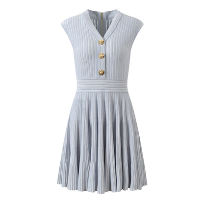 2025SS Sleeveless V-neck knitted dress THOM TREND