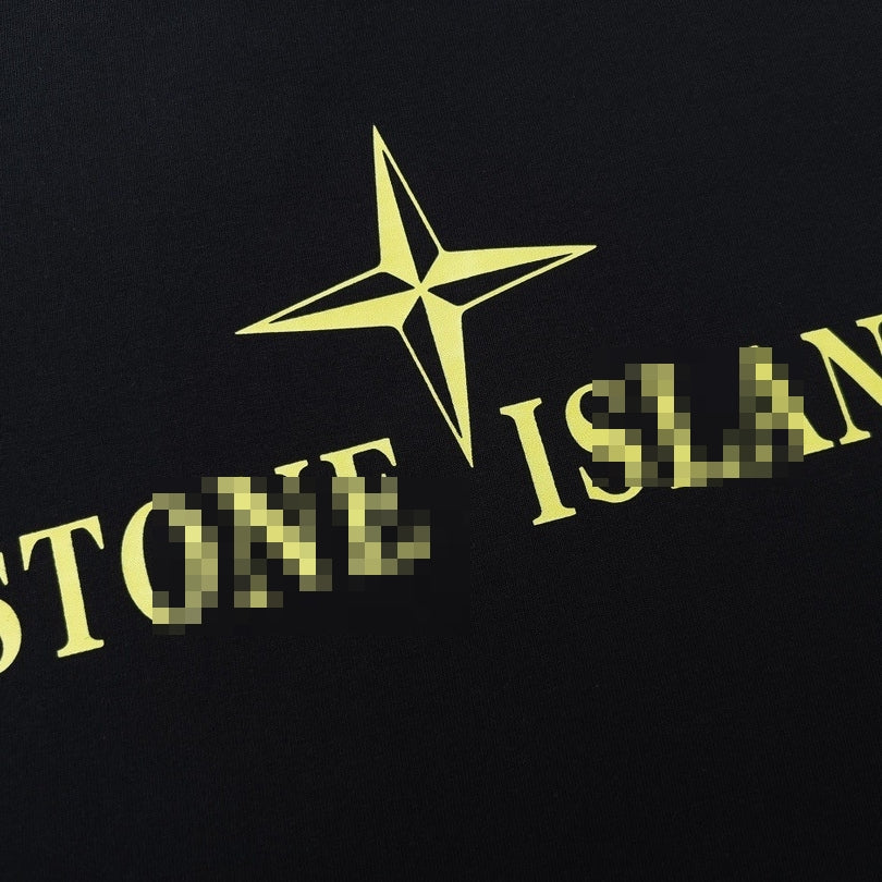 Stone Island Star Wordmark Back Graphic Cotton T-Shirt - Black product detail view