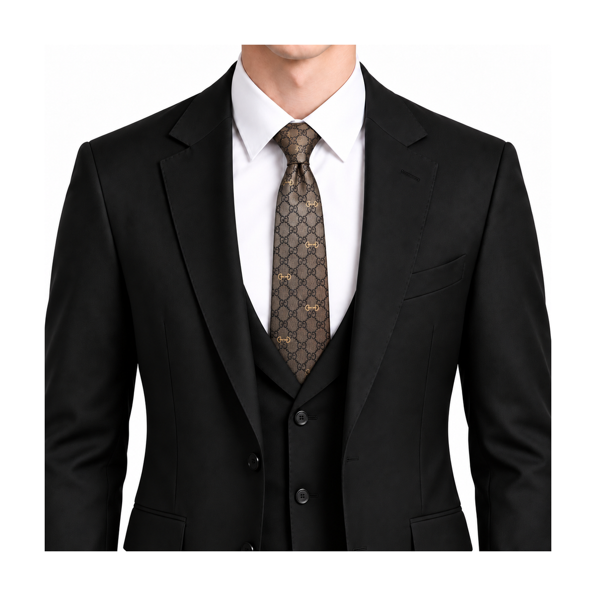 Gucci Style Men's GG Diamond Jacquard Silk Tie - Model Main Image
