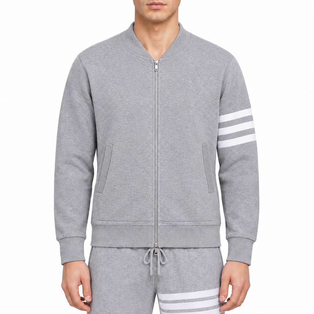 Animal Knitwear Outerwear by Thom Browne, modeled on a pure white background