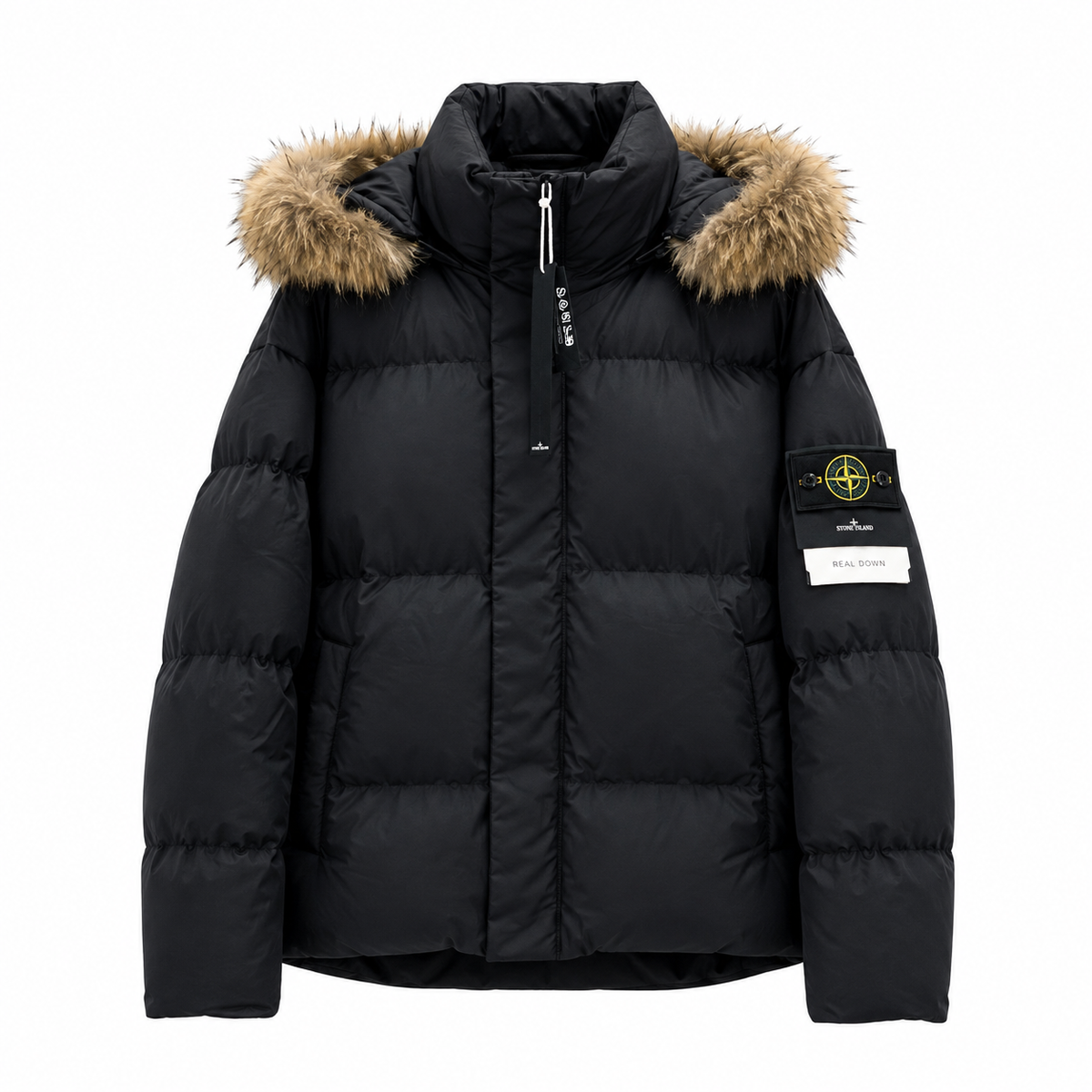 Stone Island Fur-Trim Hooded Padded Jacket - White product detail view
