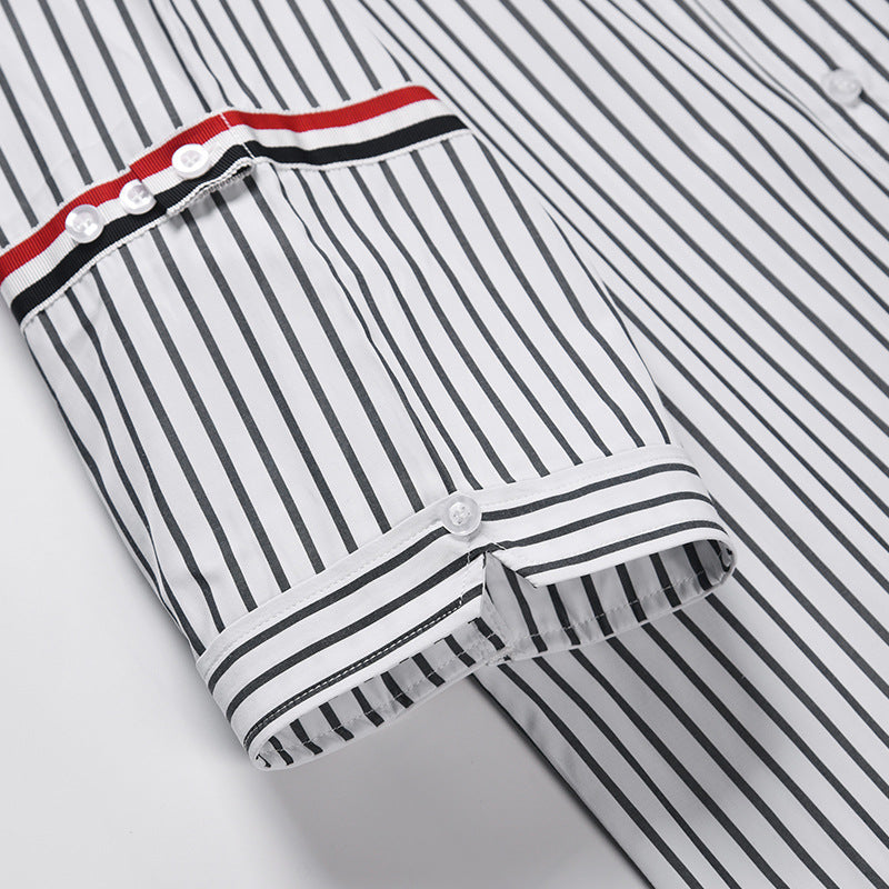 Unisex Pocket Webbing Short-Sleeve Shirt by Thom Browne, shirt detail view
