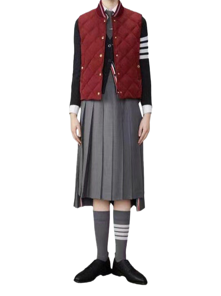 Unisex sleeveless vest jacket by Thom Browne, outerwear detail view