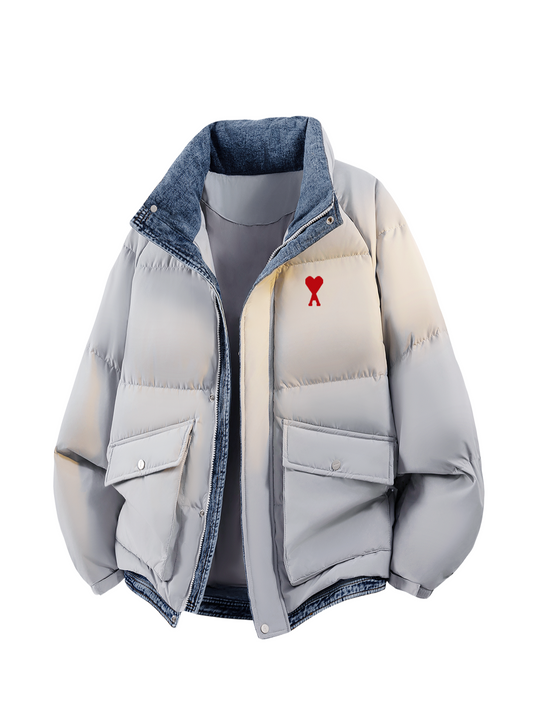 Denim patchwork down jacket THOM TREND