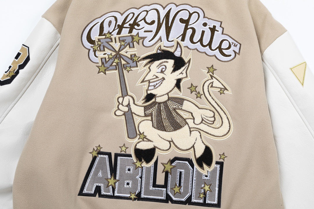 Embroidered Varsity Jacket Light Luxury Station