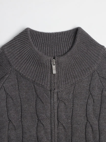 2025SS Cable knit zippered cardigan THOM TREND