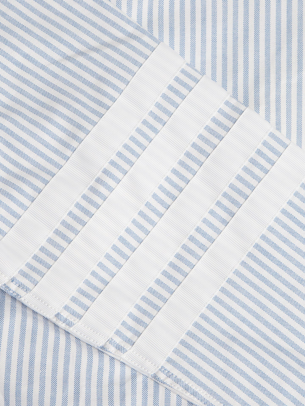 Men's Striped Long-Sleeve Shirt — Classic Button Collar by Thom Browne, shirt detail view
