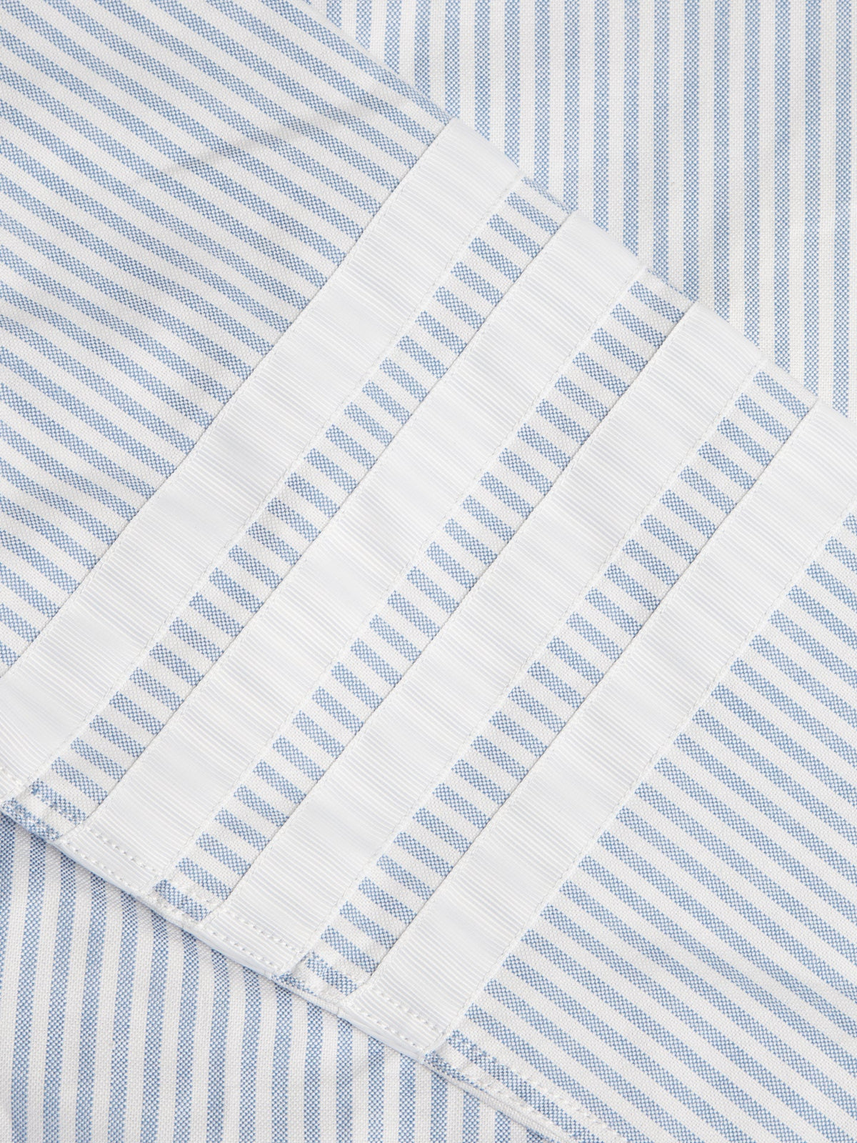 Men's Striped Long-Sleeve Shirt — Classic Button Collar by Thom Browne, shirt detail view