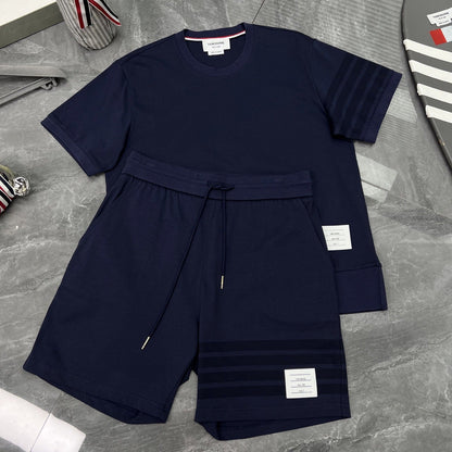 Colorblock Wave-Stripe Polo Tee – Unisex Summer Short Sleeve（副本） THOM TREND