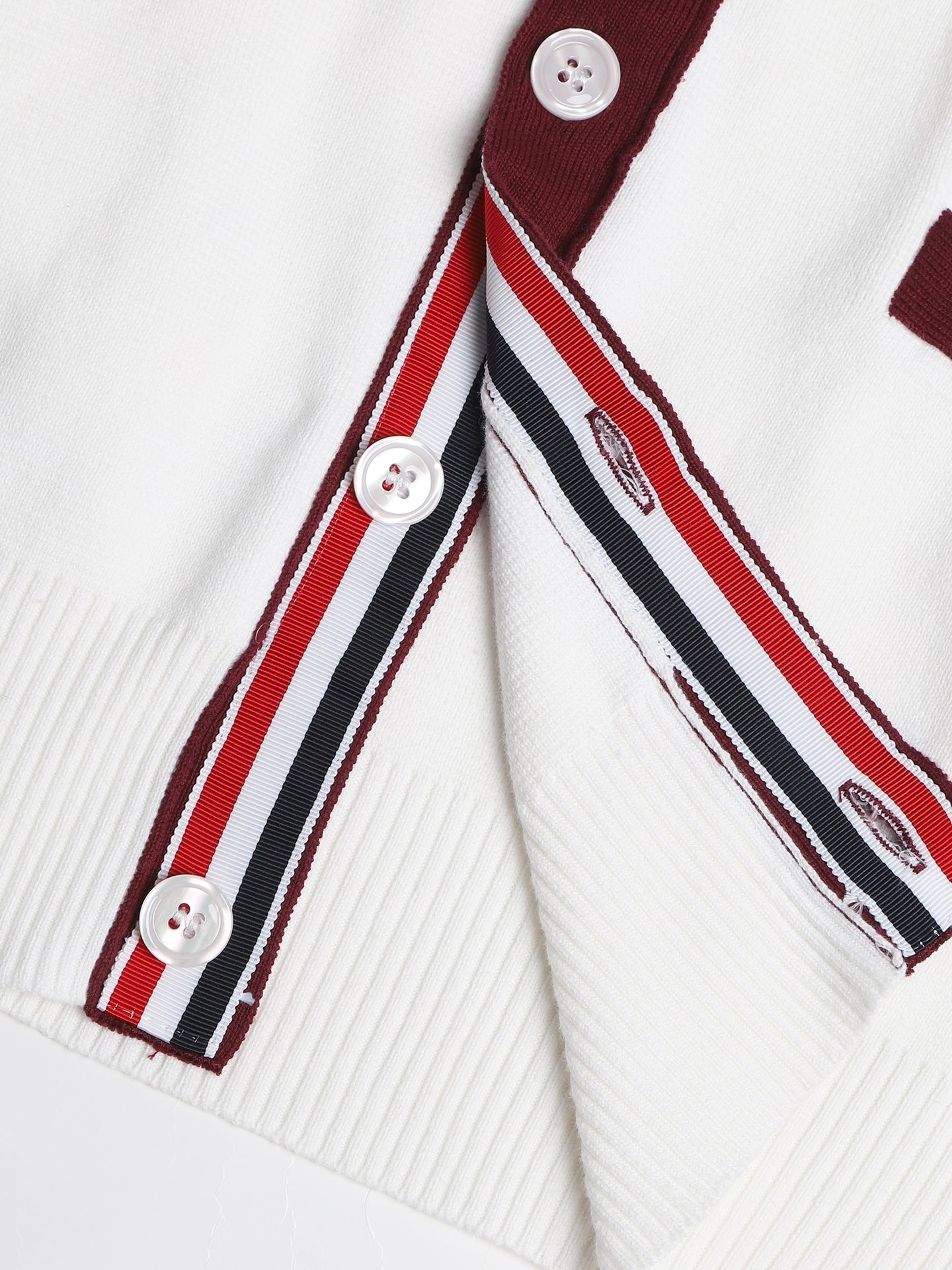 2025SSS Red and white sweater jacket THOM TREND