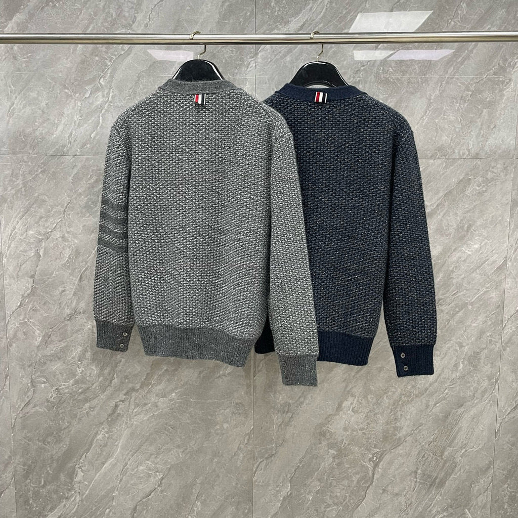 Cardigan by Thom Browne, knitwear detail view