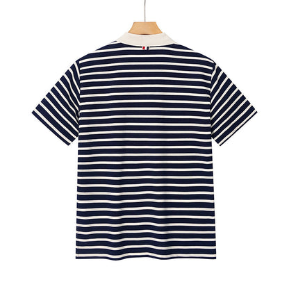 2025SS Striped Lapel T-shirt THOM TREND