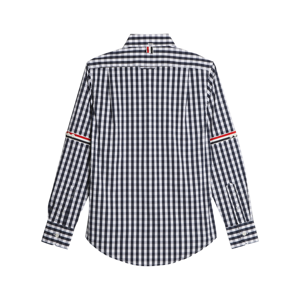 Men's Couple plaid shirt by Thom Browne, shirt detail view