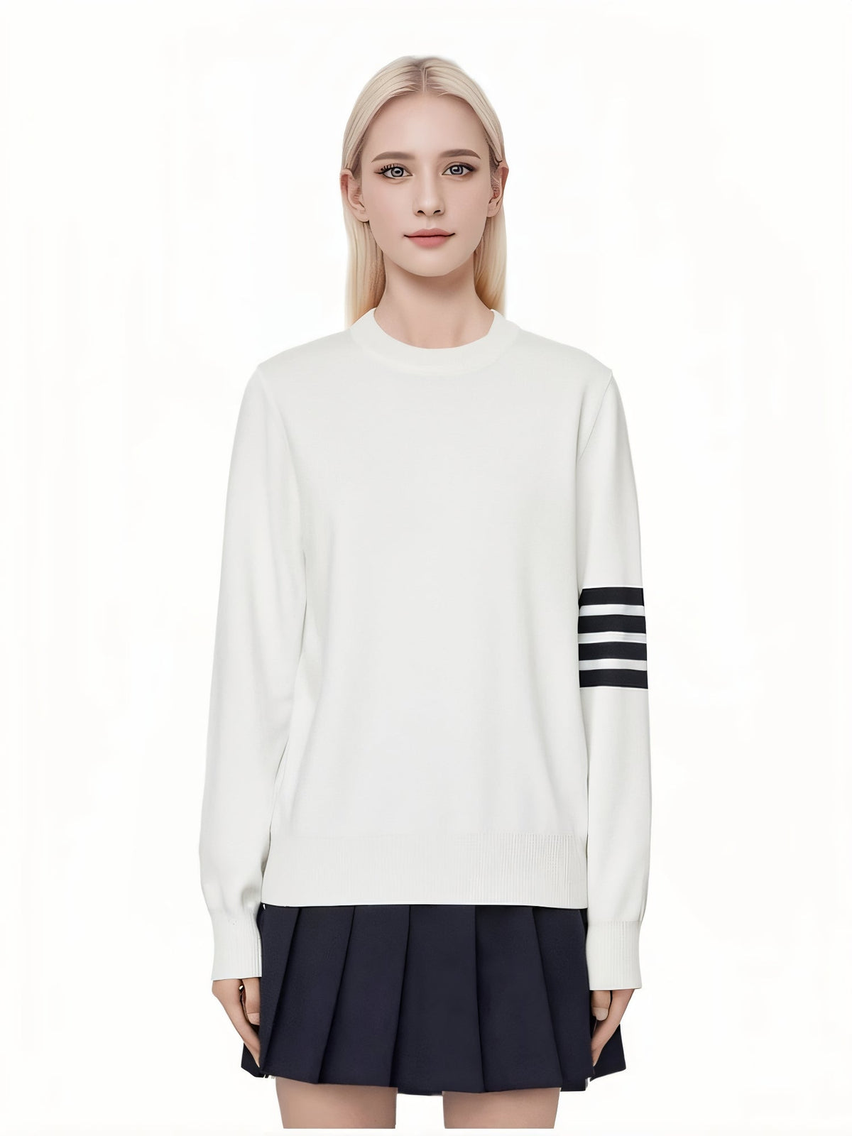 Unisex sweater by Thom Browne, knitwear detail view