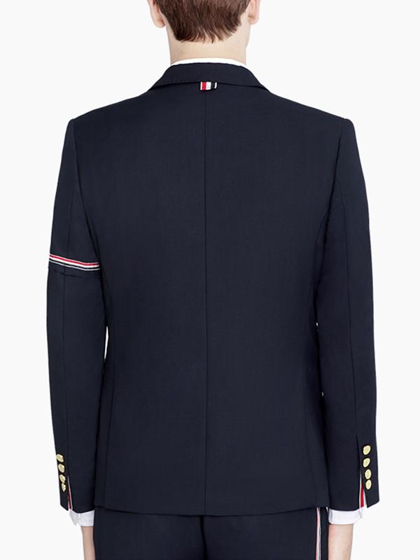Men's suit jacket by Thom Browne, outerwear detail view