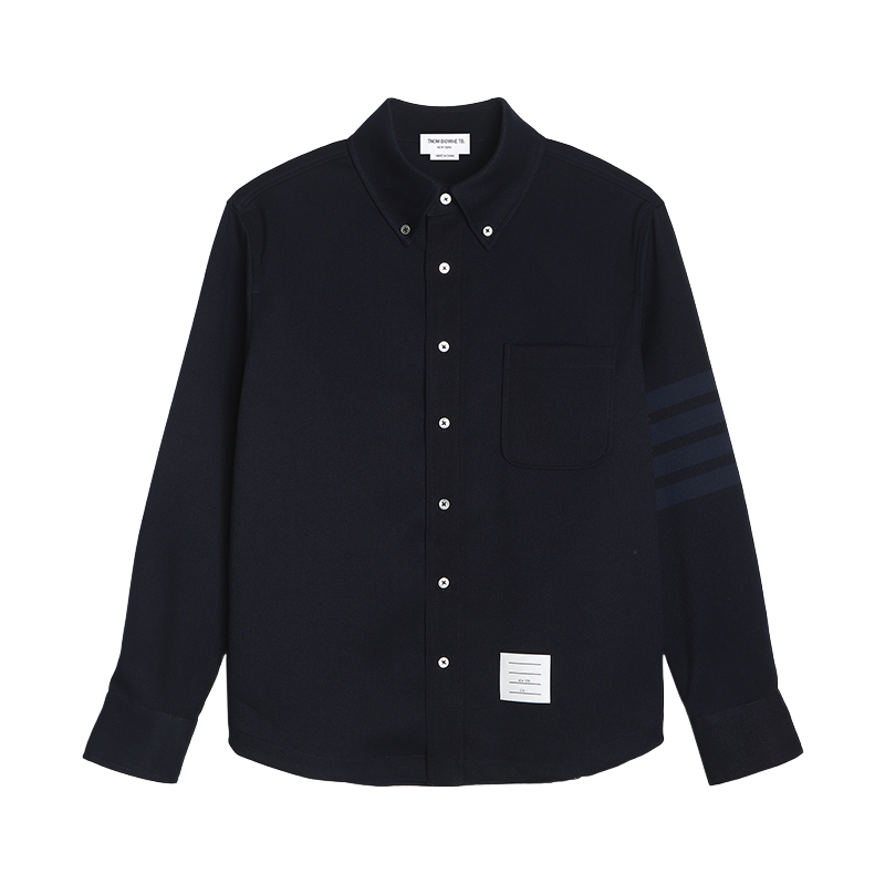 Men's shirt jacket by Thom Browne, shirt detail view