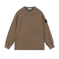 Stone Island Compass Badge Washed Oversized Long-Sleeve Tee - brown product detail view