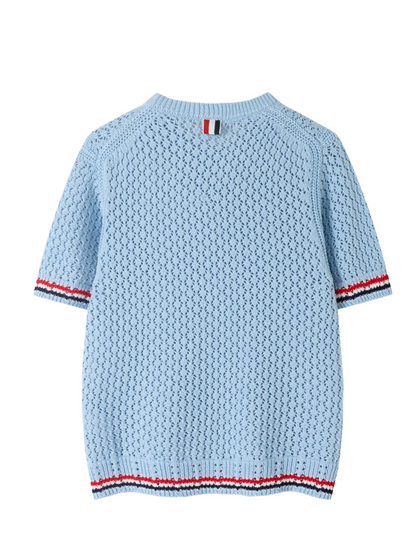 2026SS Tri-Color Stripe Hem Wool Knit Cardigan（副本） THOM TREND