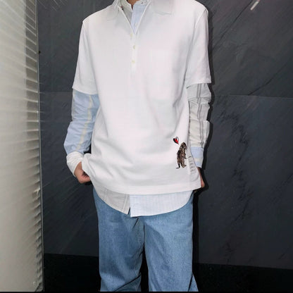 七夕限定短袖Polo衫经典小狗刺绣翻领短袖 THOM TREND