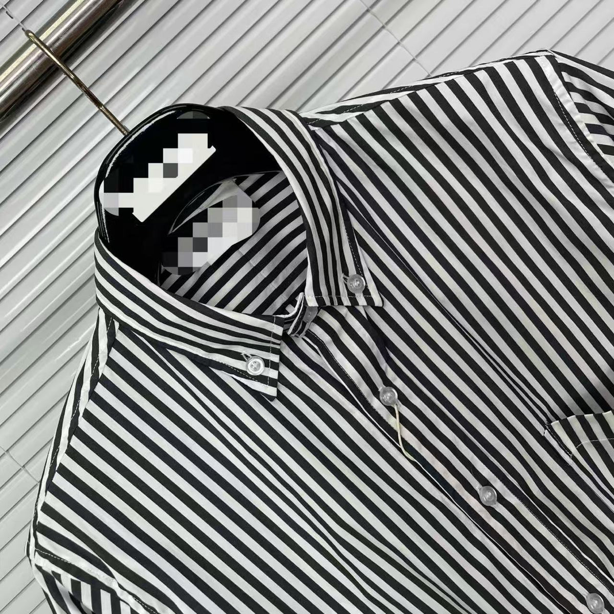 Striped Sailboat Embroidered Shirt — Unisex Short-Sleeve by Thom Browne, shirt detail view