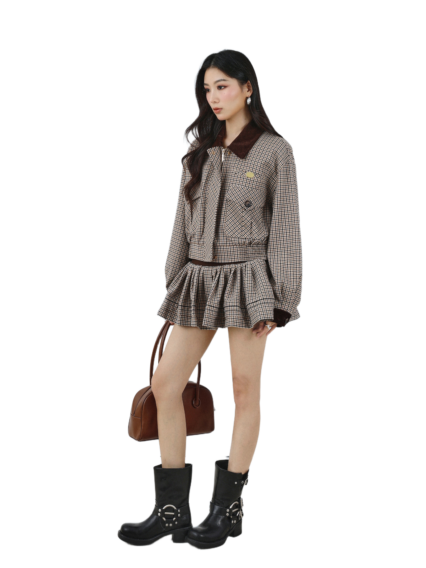 plaid patchwork jacket + skirt THOM TREND