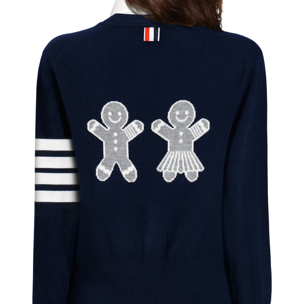 Biscuit Man Cardigan by Thom Browne, knitwear detail view