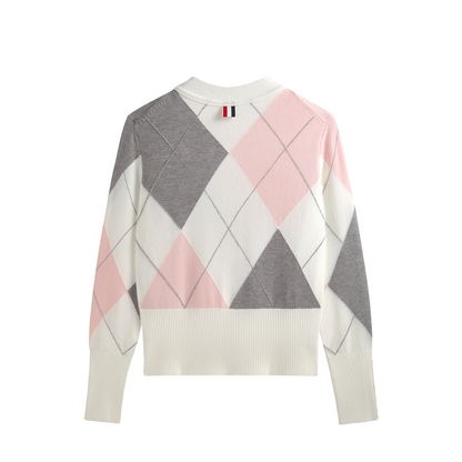 2025SS Diamond-patterned contrast cardigan THOM TREND