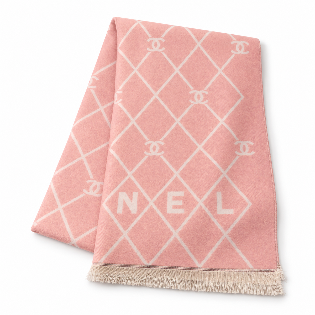 Chanel Style Diamond Lattice Logo Scarf in Pink