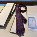 Gucci Style Men's Geometric Monogram Silk Tie - Detail Image 2