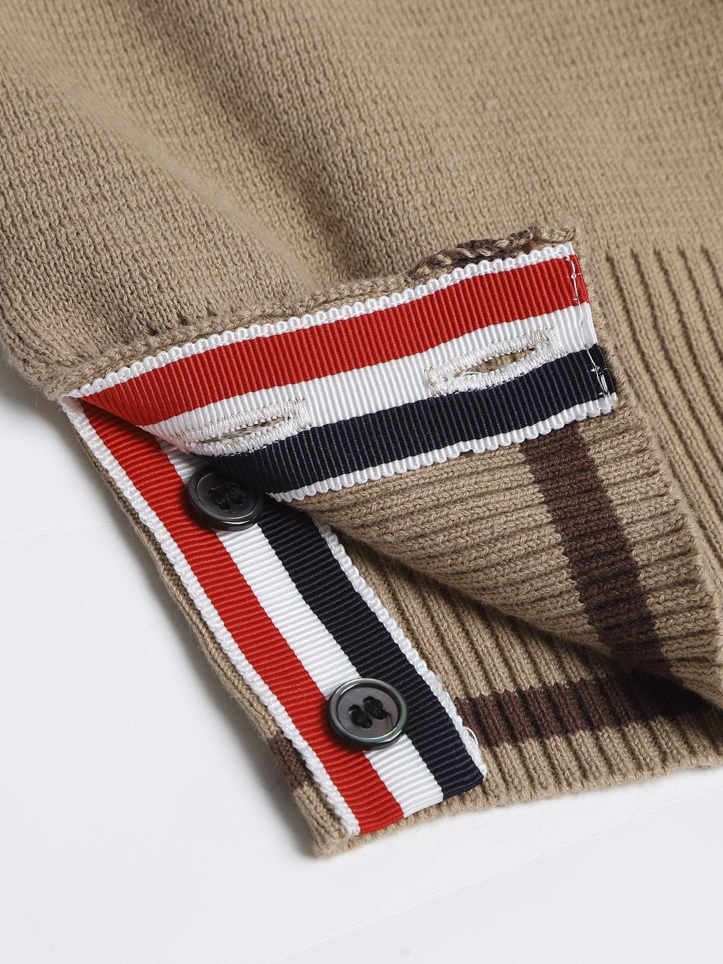 2025SSS Khaki colorblock sweater jacket THOM TREND