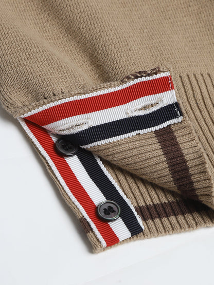 2025SSS Khaki colorblock sweater jacket THOM TREND