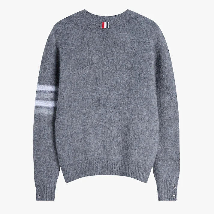 Men's wool sweater by Thom Browne, knitwear detail view