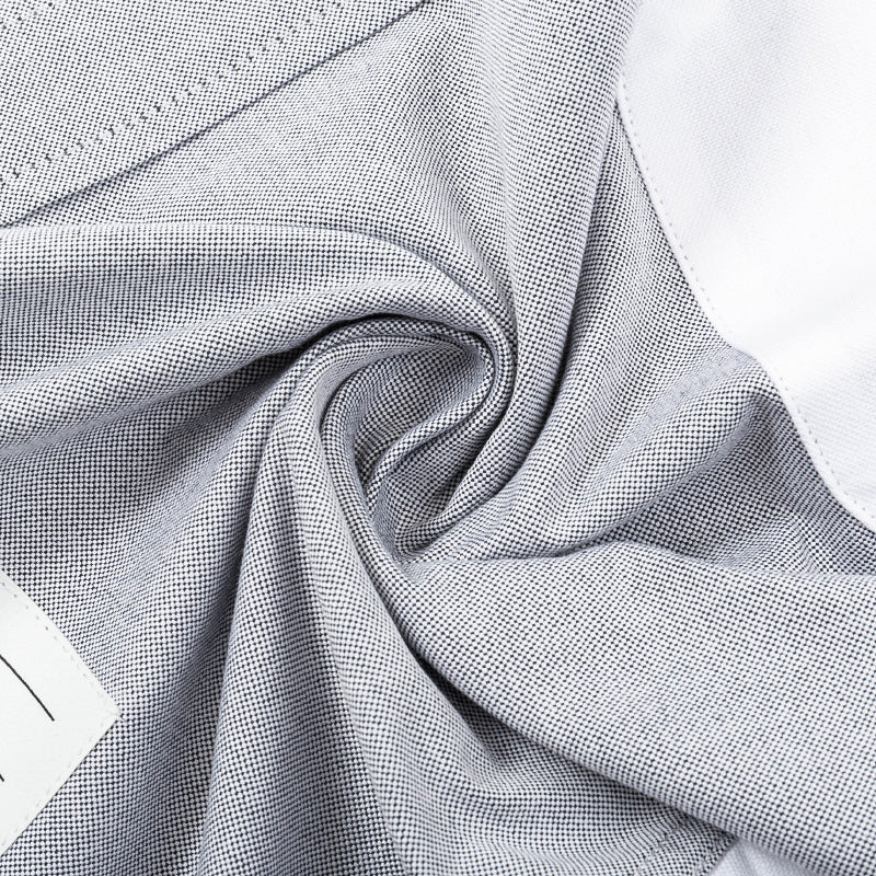 Men's Puppy Print Long-Sleeve Shirt — Back Slit, Gray & White by Thom Browne, shirt detail view