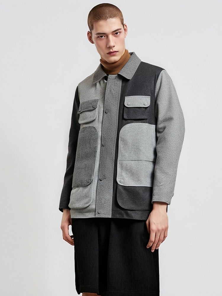 Mid-length coat by Thom Browne, outerwear detail view