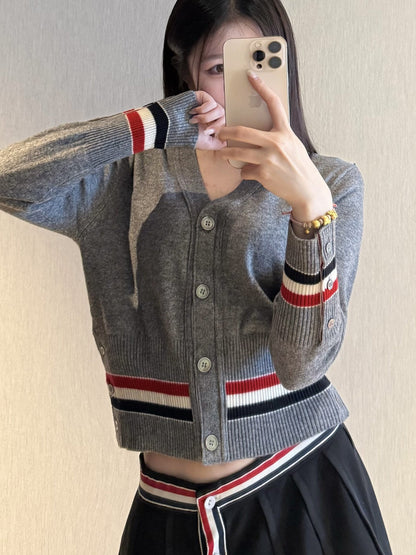 Tri-Color Stripe Pique Cotton Vest Cardigan（副本） THOM TREND